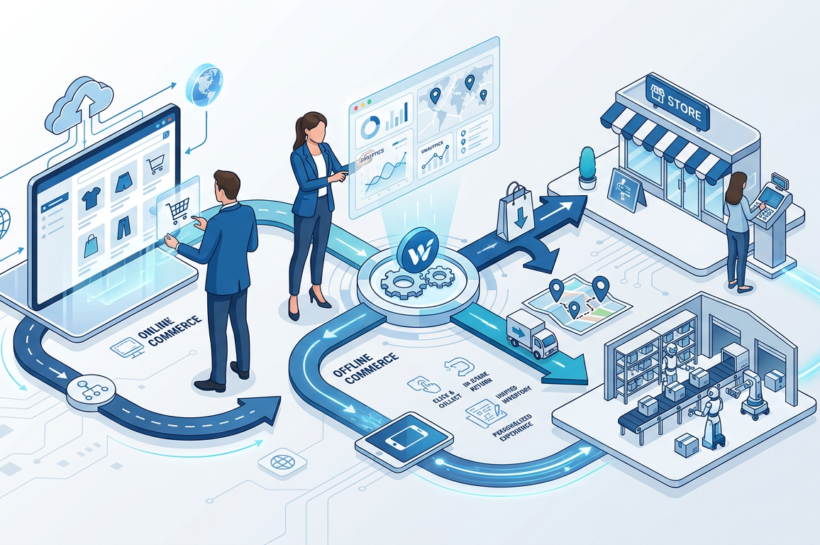 Omnichannel retail connecting online shopping and physical stores