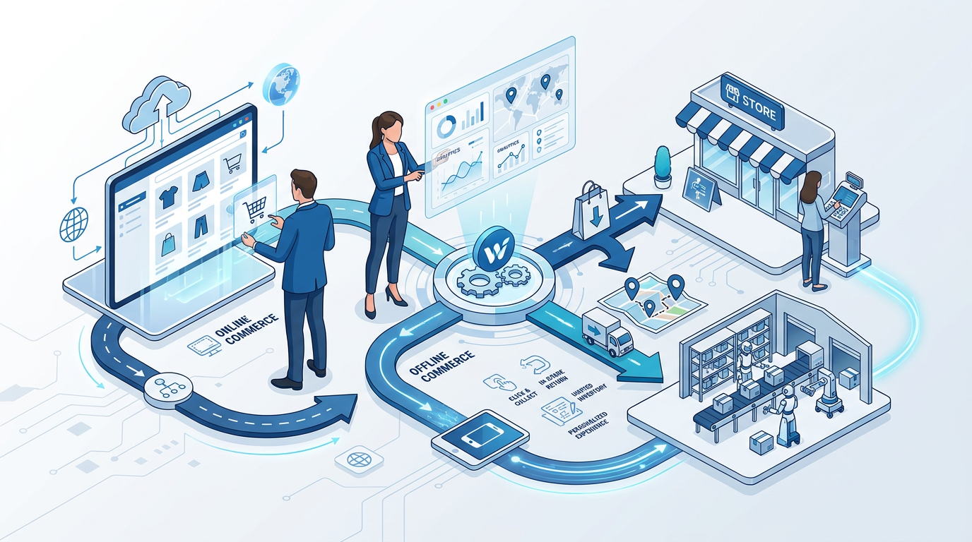 Omnichannel retail connecting online shopping and physical stores